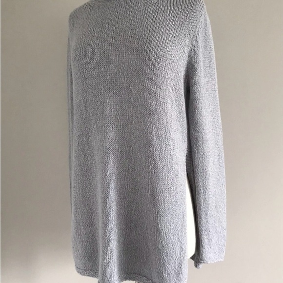 Eileen Fisher Alpaca & Organic Cotton Ballet Neck Side Slit Gray Sweater Size SP - Picture 7 of 12